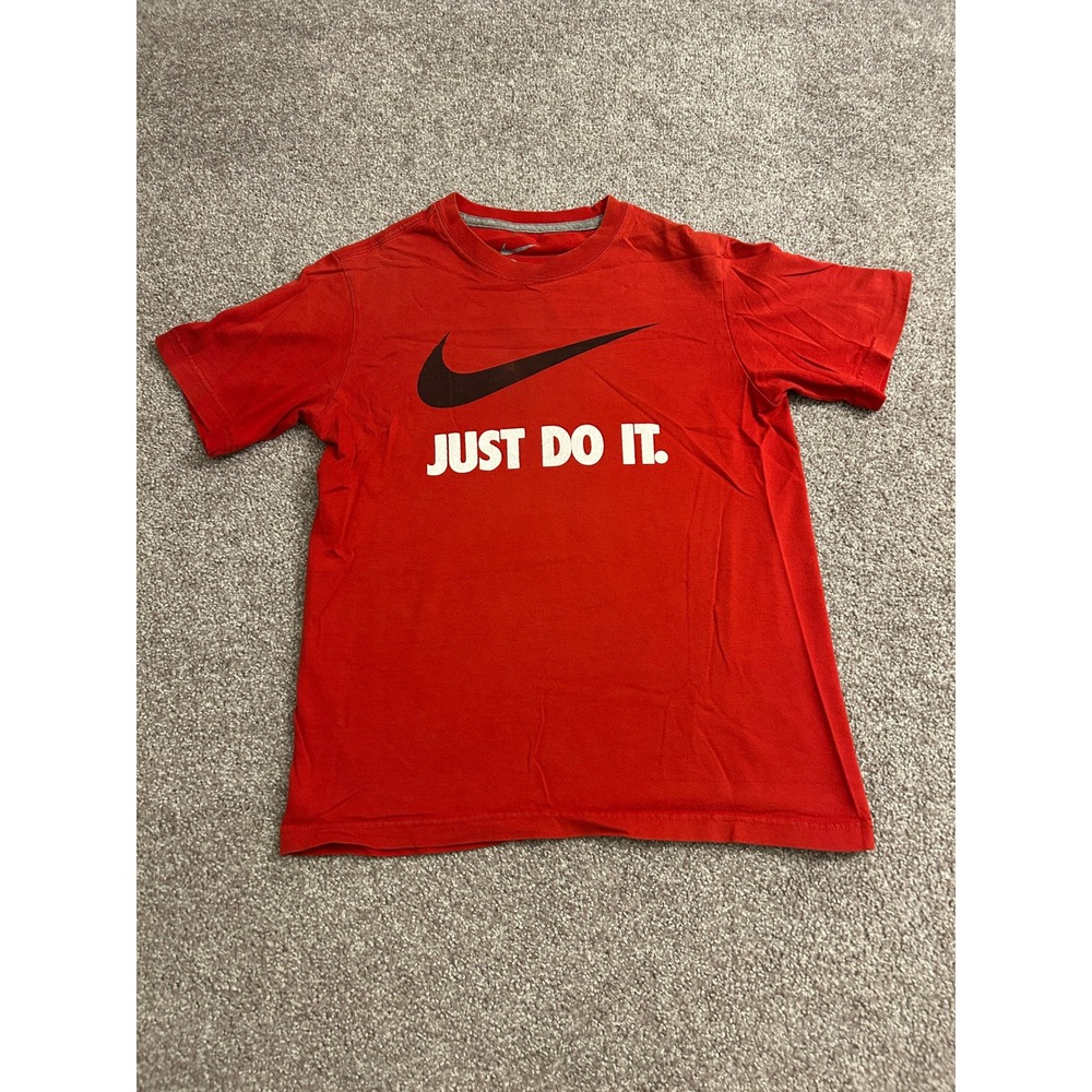 Nike Just Do It Graphic T-Shirt Boys Medium Red Excellent Swoosh Logo Tee